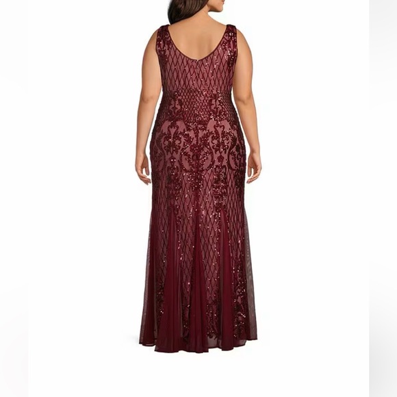 R&M Richards Wine Embellished Maxi Dress - Picture 2 of 13